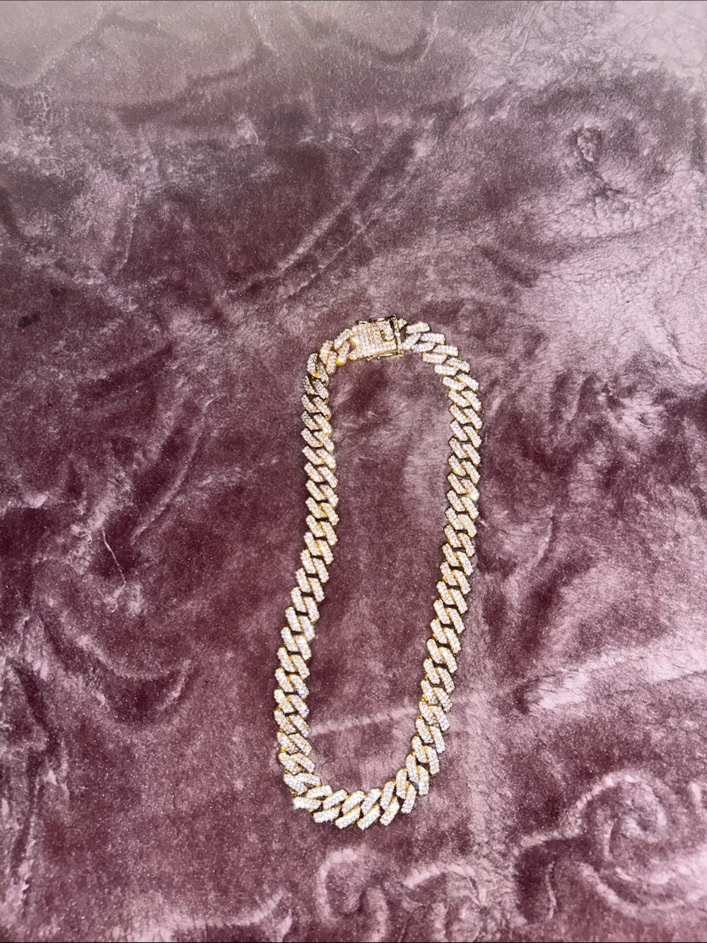 Gold Cuban Link Necklace with Clear Stones - Women Jewelry Necklace